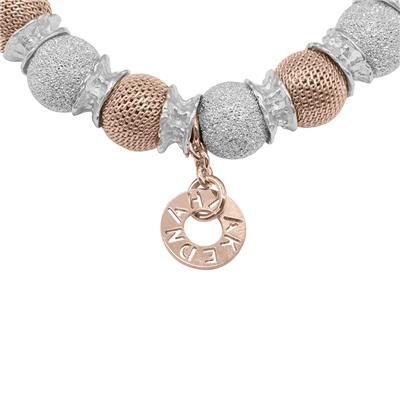 Silver and Rose Laser Beads with Silver Roundels Bracelet