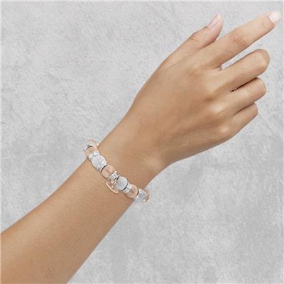 Silver and Rose Laser Beads with Silver Roundels Bracelet