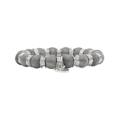 Silver and Black Laser Beads with Silver Roundels Bracelet