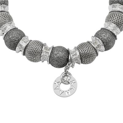 Silver and Black Laser Beads with Silver Roundels Bracelet