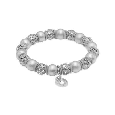 Palma Bianca Silver Woven and Satin Beads Bracelet