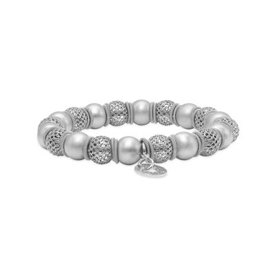 Palma Bianca Silver Woven and Satin Beads Bracelet