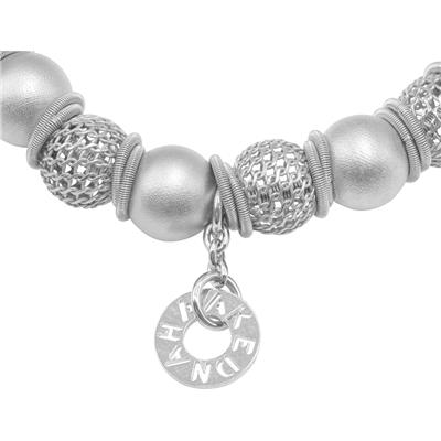 Palma Bianca Silver Woven and Satin Beads Bracelet