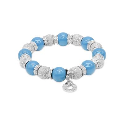 Lorenza Turquoise and Laser Silver Beads Bracelet with Silver Rondelle Accents