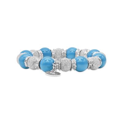 Lorenza Turquoise and Laser Silver Beads Bracelet with Silver Rondelle Accents