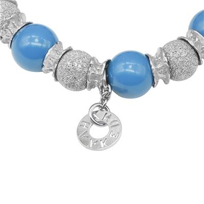 Lorenza Turquoise and Laser Silver Beads Bracelet with Silver Rondelle Accents