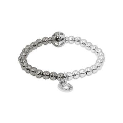 Vani Black and Silver Day and Night Bracelet with Moon and Star Accent Beads