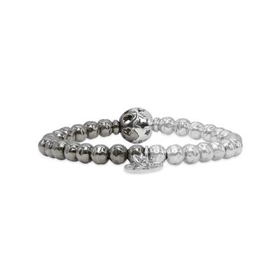 Vani Black and Silver Day and Night Bracelet with Moon and Star Accent Beads