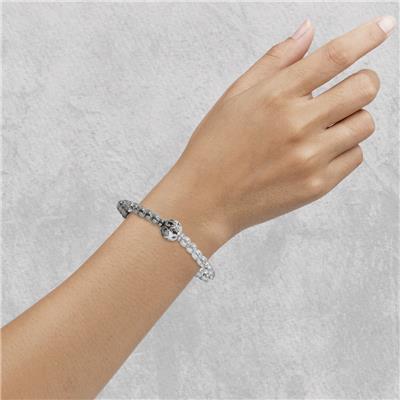 Vani Black and Silver Day and Night Bracelet with Moon and Star Accent Beads