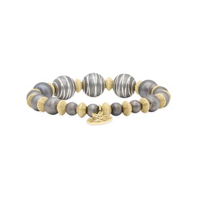 Vani Black and Silver Day and Night Bracelet with Moon and Star Accent Beads
