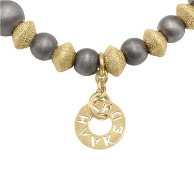 Vani Black and Silver Day and Night Bracelet with Moon and Star Accent Beads