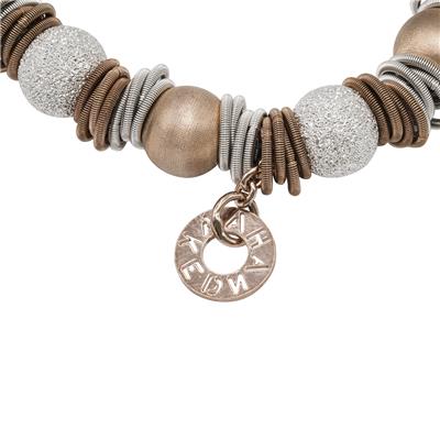 Mesalina Rose and Silver Beads Bracelet with Rose and Silver Spring Accents