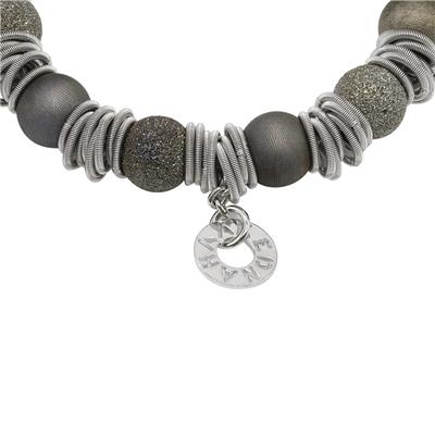 Jovanna Black Beads Bracelet with Silver Spring Accents