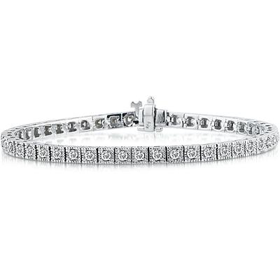 2 Carat TW Antique Square Box Bracelet in 14K White Gold