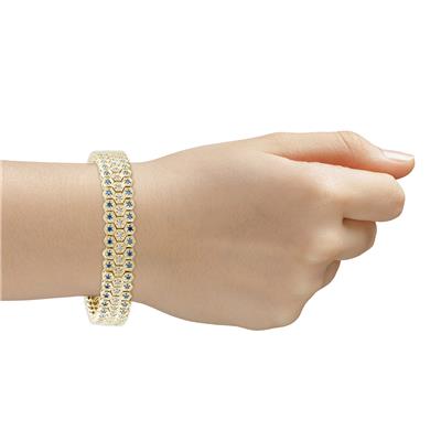 Blue And White Diamond Bracelet in 14k Yellow Gold 