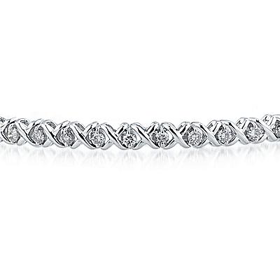 1 1/4 Carat TW Diamond X Link Bracelet in 14K White Gold