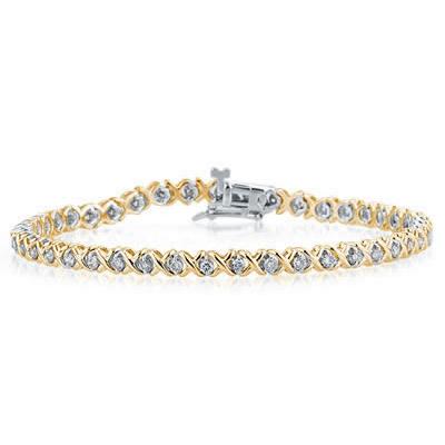 1 1/4 Carat TW Diamond X Bracelet in Two Tone 14K Gold
