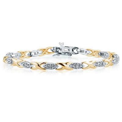 1/4 Carat TW Diamond Barcelet in Two Toned 14K Gold