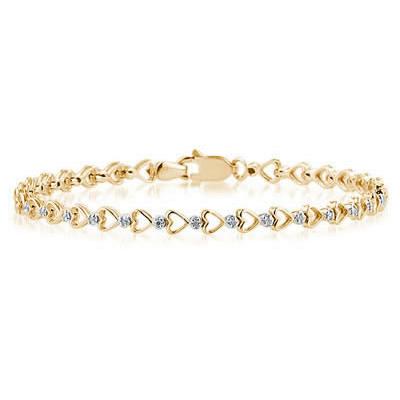 10K Yellow Gold Diamond Heart Bracelet