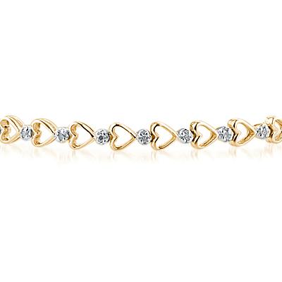 10K Yellow Gold Diamond Heart Bracelet