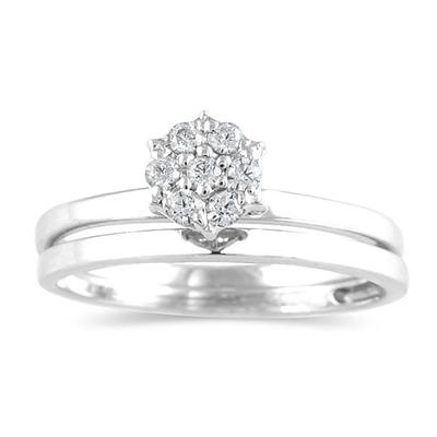 0.10 CTW Diamond Bridal Set in 10K White Gold