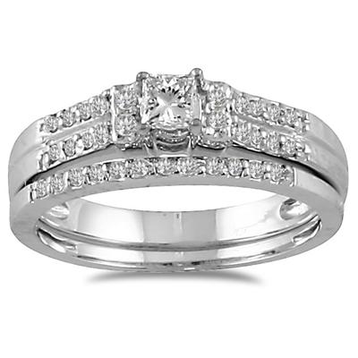 1/3 Carat TW Princess Diamond Bridal Set in 10K White Gold