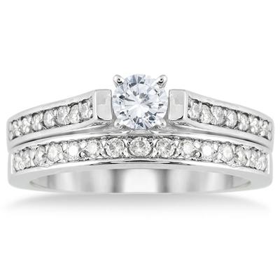 3/4 Carat TW Diamond Bridal Set in 10K White Gold