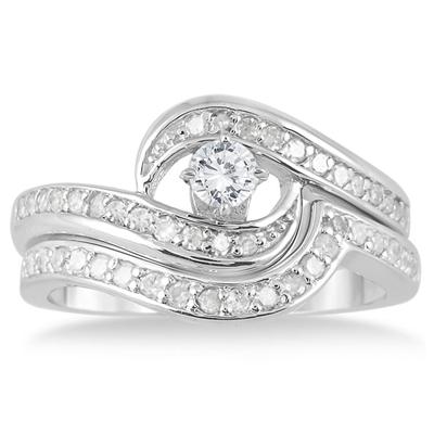 3/5 Carat Diamond Bridal Set in 10K White Gold
