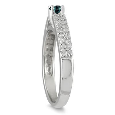 7/8 Carat TW Blue and White Diamond Bridal Set in 10K White Gold