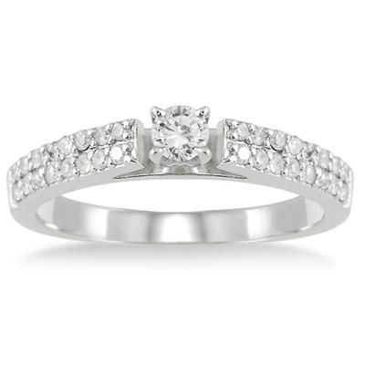 7/8 Carat TW Diamond Pave Bridal Set in 10K white Gold