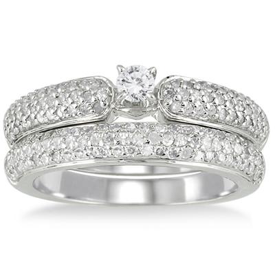 1.00 Carat TW Diamond Bridal Set in 10K White Gold