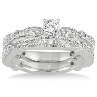 4/5 Carat TW Diamond Engagement Bridal Set in 10K White Gold