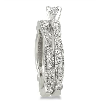 4/5 Carat TW Diamond Engagement Bridal Set in 10K White Gold