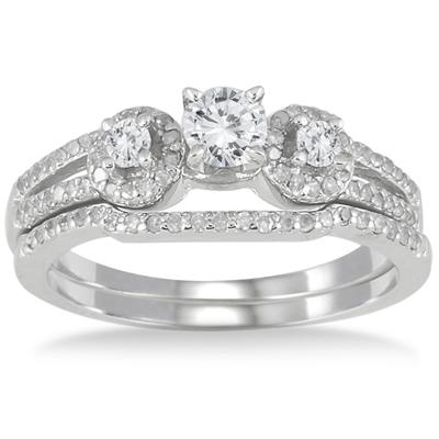 3/4 Carat TW Diamond Bridal Set in 10K White Gold