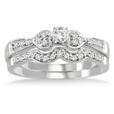 1/3 Carat TW Diamond Bridal Set in 10K White Gold 