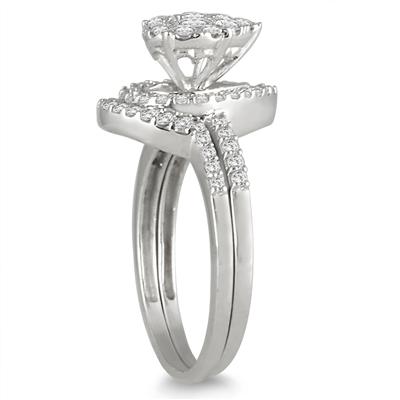 3/4 Carat Antique Diamond Bridal Set in 10K White Gold 