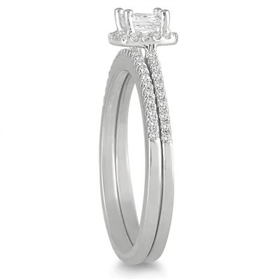 3/5 Carat TW Princess Diamond Bridal Set in 10K White Gold