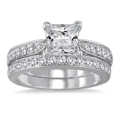 2 1/2 Carat White Diamond Bridal Set in 14K White Gold