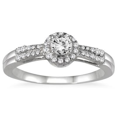 1/3 Carat Diamond Halo Bridal Set in 10K White Gold