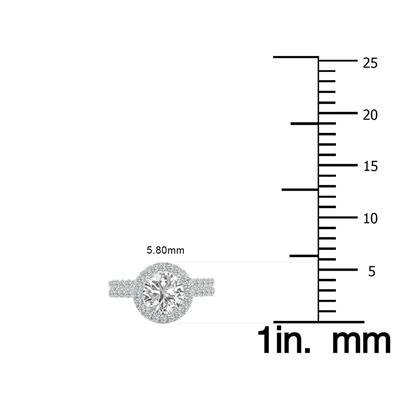 1 1/2 Carat TW Round Cut Lab Grown Diamond Halo Bridal Set in 14K White Gold