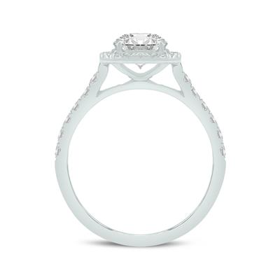 3 1/5 Carat TW Round Cut Lab Grown Diamond Halo Bridal Set in 14K White Gold
