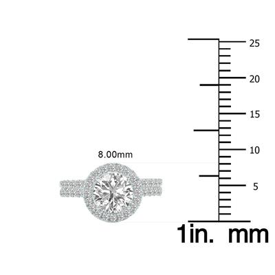 3 1/5 Carat TW Round Cut Lab Grown Diamond Halo Bridal Set in 14K White Gold