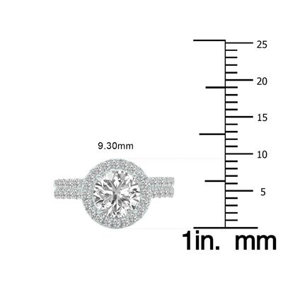 4 1/3 Carat TW Round Cut Lab Grown Diamond Halo Bridal Set in 14K White Gold