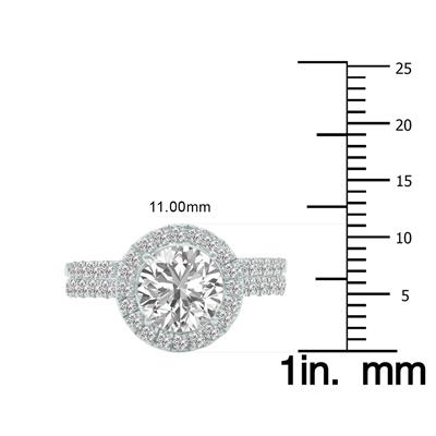 6 1/2 Carat TW Round Cut Lab Grown Diamond Halo Bridal Set in 14K White Gold