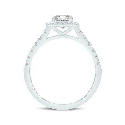 6 1/2 Carat TW Center Oval Lab Grown Diamond Halo Bridal Set in 14K White Gold