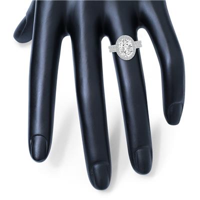 6 1/2 Carat TW Center Oval Lab Grown Diamond Halo Bridal Set in 14K White Gold