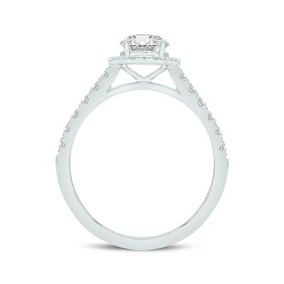 1 3/4 Carat TW Center Pear Shape Lab Grown Diamond Halo Bridal Set in 14K White Gold