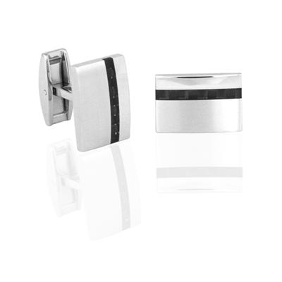 Carbon Fibre and Stainless Steel Rectangular Cuff Links 