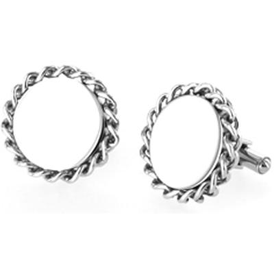 Stainless Steel Large Braided Rope Edge Cuff Links 