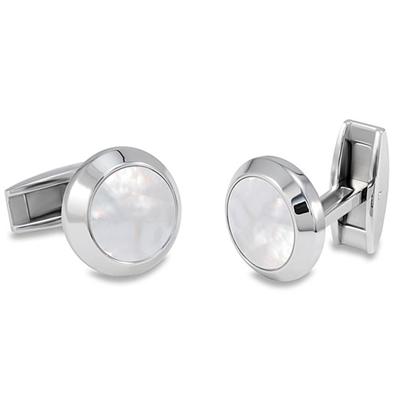 Stainless Steel Mother of Pearl Inlay Cuff Links